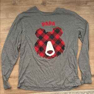 Wondershop Gray Long Sleeve Tee with Red Bear Design